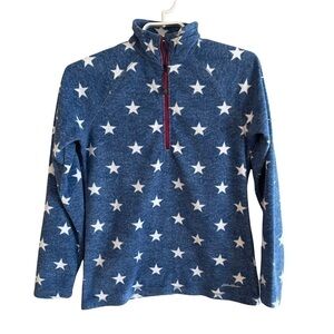 Eddie Bauer 3/4 zip red/white/blue star fleece pullover size small EUC 4th July